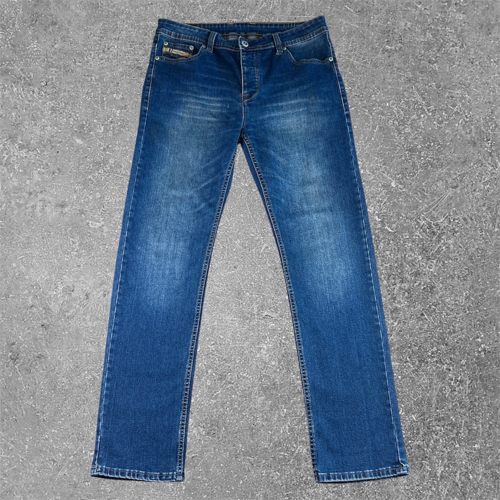 Diesel Industry Straight Leg Jeans Mens 34x31 Blue Medium Wash Slim Fit Distress